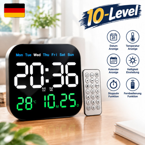 Led wanduhr digitaluhr mit - wanduhr,