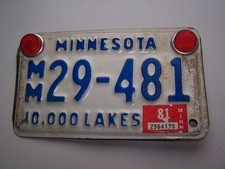 Original US Motorrad Kennzeichen USA ?? Minnesota von 1981
