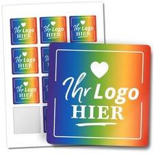 120 quadratische Logo Aufkleber 5,6 cm personalisierbar mit eigenem Design