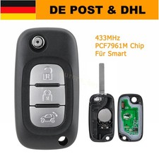 Auto 3 Tasten Klappschlüssel Funk Schlüssel 433MHz für Smart 453 2014+ PCF7961M