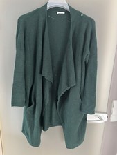 TCM tolle lange STRICKJACKE ÜBERWURF CARDIGAN flaschengrün Damen 40 42 NEU
