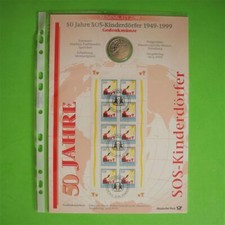 BRD 10 DM Numisblatt 2/1999 50 Jahre SOS-Kinderdörfer