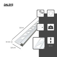 5x 250cm Fliesenschiene Alu (eloxiert) 10mm Eckprofil Quadratprofil