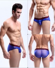 Herren Slip Brief transparent Blau sexy Unterhose Erotik Unterwäsche Dessous Neu