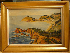 Umbert Italien Küste altes Ölgemälde Ölbild Gemälde Bild alt orig. Mittelmeer Öl