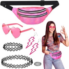 6 Stück 80er Jahre Accessoires Outfit Damen,80er 90er Jahre Kostüm Kleidung A