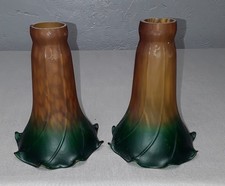 Lampenschirm Grün/Braun "Lily" 2er Set Glas Lampen Schirm C 311