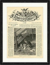 Große Fütterung Schlesinger Kinder Hasen Kaninchen Stall Heu  Faksimile_E 3046