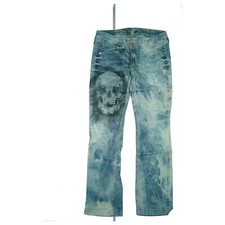 PEPE JEANS Banji Wmn Hose stretch W29 L32 Totenkopf destroyed usedlook Blau NEU 