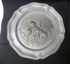 3 Zinnteller -Jagdszene mit