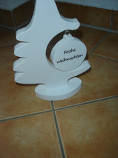 Baum  Tanne Weihnachtsbaum mit Kugel   DEKO  Holz  weiß lackiert   wie Neu