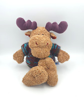 NICI Elch Rentier Detlef braun Strick Pullover lila 34 cm Vintage Plüschtier ✅