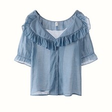 Damen Chiffon Bluse Dünn Hemd