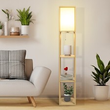 Stehlampe Stehleuchte Leselampe Holz 3 Regal E27  Wohnzimmer Schlafzimmer beige