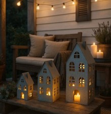 3er Set Laterne grau Eisen