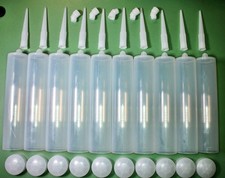 10 Leere Kartusche mit Spitzen, Kolben +5  Winkel