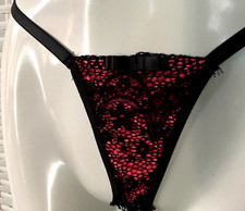 "Hunkemöller" Tanga slip Panty Dessous Lingerie schwarz/pink Spitze Gr. 38