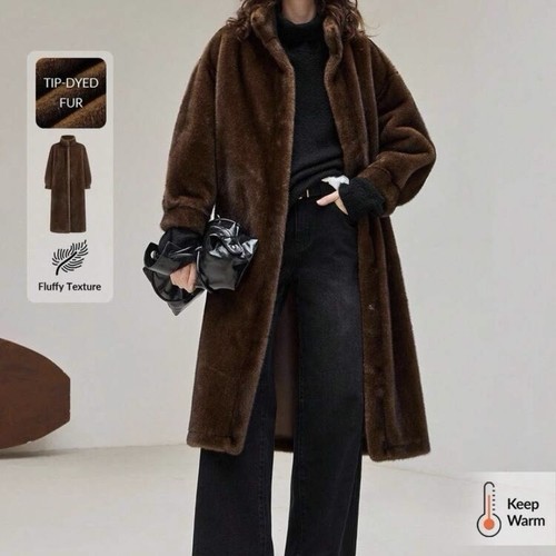 Damen kunstfell mantel lang - damen,