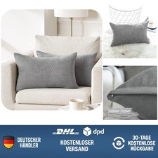 Dekokissen 30x50 cm Grau 2er Set Soft Chenille Sofa Bett Wohnzimmer Deko