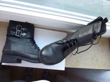 NEU SPM Boots Stiefel 37 schwarz Metall Riegel Combat ähnlich Doc Schnür Zipper