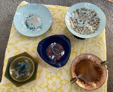 Konvolut Schalen Aschenbecher Kerzenhalter Messing Kupfer Emaille Retro alt DDR