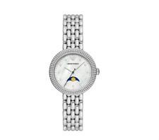 Emporio Armani Damenuhr, 32mm Quarz-Mondphasen-Uhrwerk mit Edelstahl