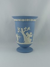 Vintage Porzellan Vase Wedgwood Jasperware (Blau / Weiß) ca. 13,8 cm