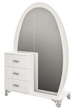 Garderobenschrank Sofie Wäscheschrank 113x47x176cm weiß Hochglanz Spiegel (18563