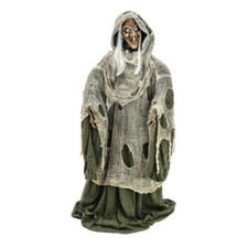 Bewegte Hexe - Halloween Figur grün, 145x70x66cm - Bewegung, Licht, Geräusche
