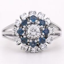 Gr. 53 - Vintage Entourage Saphir & Diamant 0,56 ct. Damenring Weißgold 585/14K