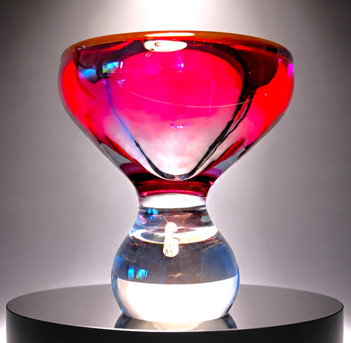Murano glas schale - schale, rubinrot