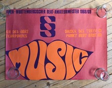 TRUE VINTAGE 1968 Siebdruck Beat Mod Psych Poster Saturn Kunst §MUSIC Op Art Pop