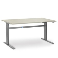 Schreibtisch elektrisch höhenverstellbar Arbeitstisch Ergonomisch, Alu silber