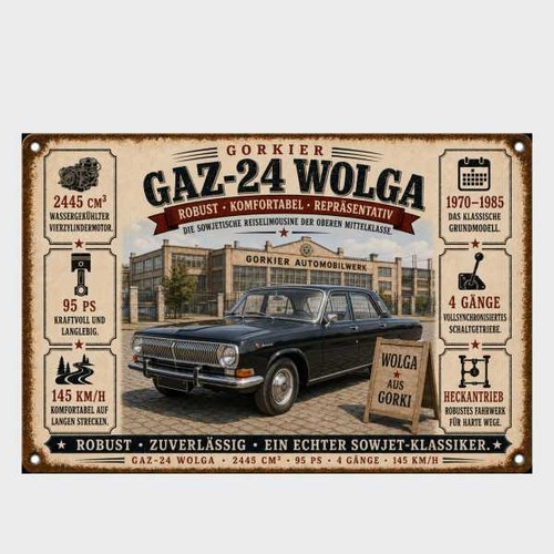 Blechschild gaz wolga - gaz,