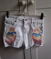 Mini Boden Sommer Shorts Bermuda weiß Papageimotiv  Gr. 146 11 Jahre  mega süß !