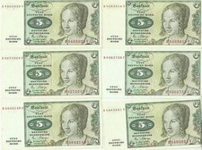 5 DM Scheine  41 Stück  14x von 1960  3x von 1970  24x von 1980