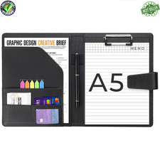 Modern Schreibmappe Klemmbrettmappe Leder Konferenzmappe DIN A5 Farbe Schwarz 1X
