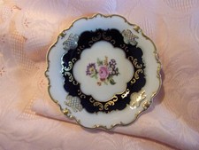 PORZELLAN-TELLER-KLEINES TELLER-ECHT KOBALT-GOLD-DEKOR-ANTIK-12,5 cm WALLENDORF