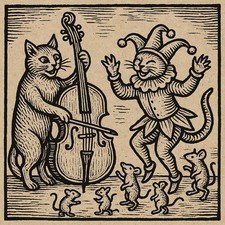 Mittelalter Katzen Kontrabass