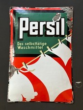 Emailleschild Persil Wäscheleine mit Hose Düsseldorf um 1920 Email Reklame