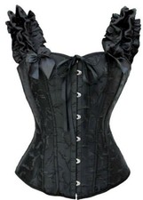 sexy Corsagentop Vollbrust Corsage Korsett Bustier Bluse schwarz Go Wäschebeutel