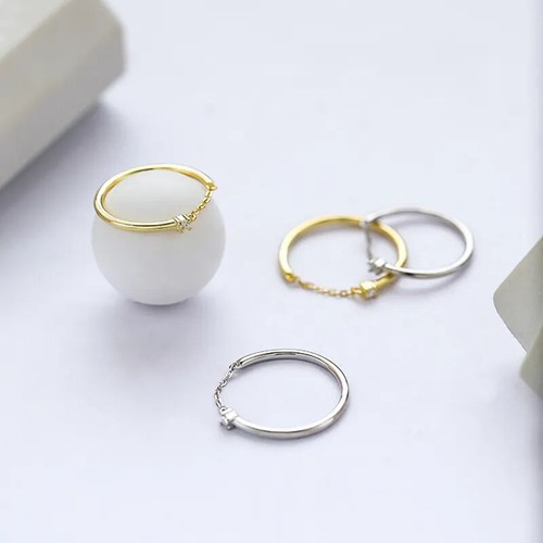 Damen ring mit kette - kette, sterling