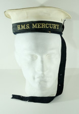 Original britische Royal Navy Matrosen Pork Pie Hut Kleid Kappe H.M.S. Merkur Schiff.