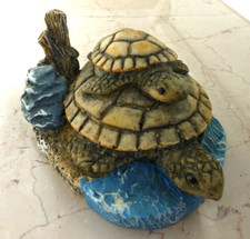 Schildkröte Figur Mutter & Kind Gießmasse gegossen natur braun blau Maße: s.u.