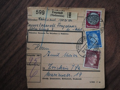 Reich paketkarte freystadt - d.reich,