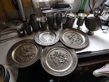 Zinn Konvolut Geschirr Sammlung Teller Zinnkrug Becher Trinkbecher Vintage