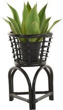 Rattan Blumenständer/Blumensäule/gestäbt 50er/60 Jahre Stil/  Farbe Schwarz