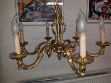 Antik Schröder & Co. Messing Kronleuchter, Lüster 6 Flammig Durchmesser 69 cm