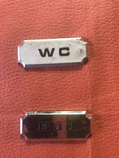 WC und Bad Schild - silberfarben  zum Aufkleben - neu -- Vintage - Dekoration