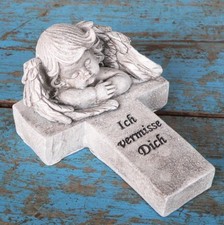 Grabschmuck Engel auf Kreuz "